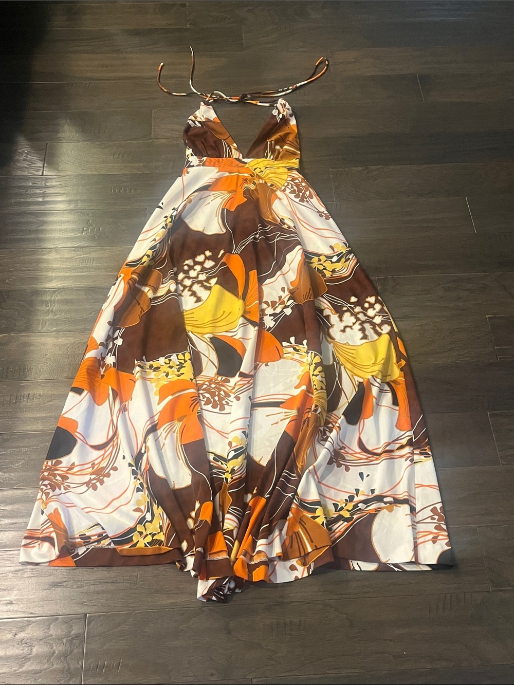 Tori Richard Hawaiian Aloha Halter Maxi Dress Vintage Hawaii Womens Size 14 - Picture 1 of 16